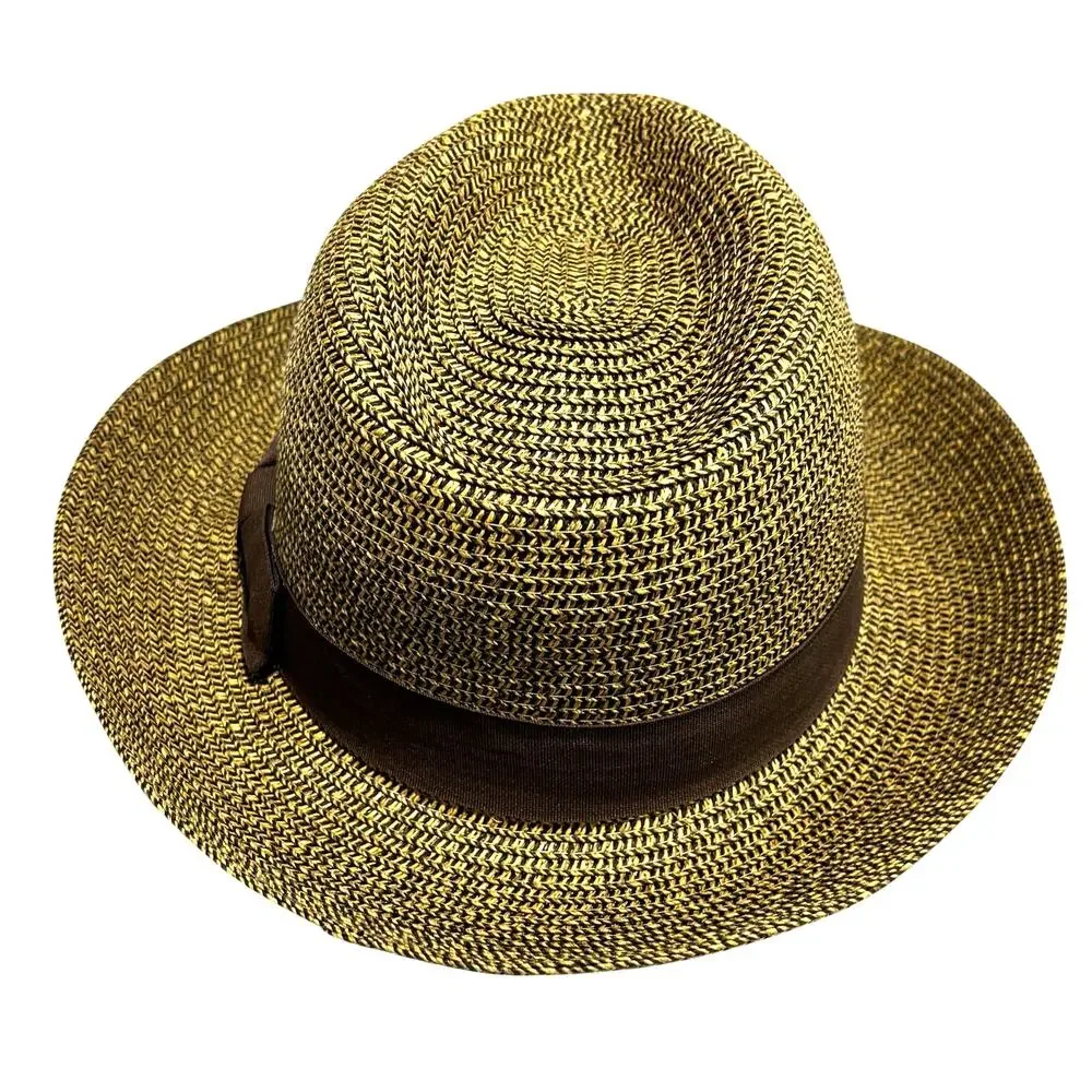 Sea 'n' Sand straw sun hat fedora style unisex tan brown black woven casual